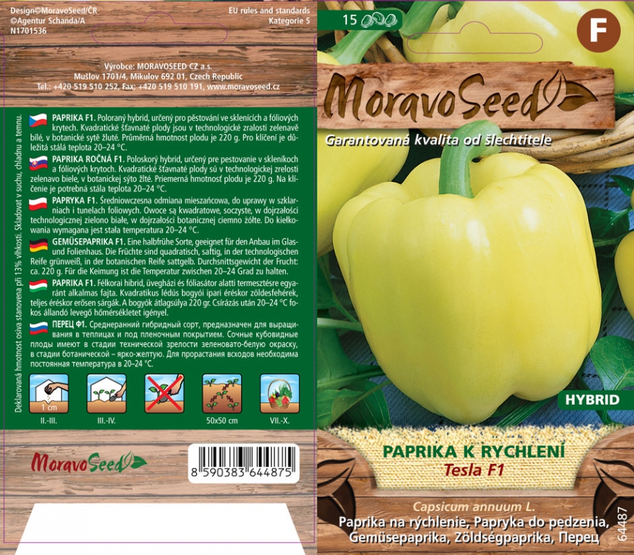 Paprika "Tesla F1" Moravo Seed 15 siementä