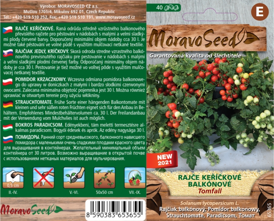 Balkona tomāts "Tomfall" Moravo Seed 40 sēklas