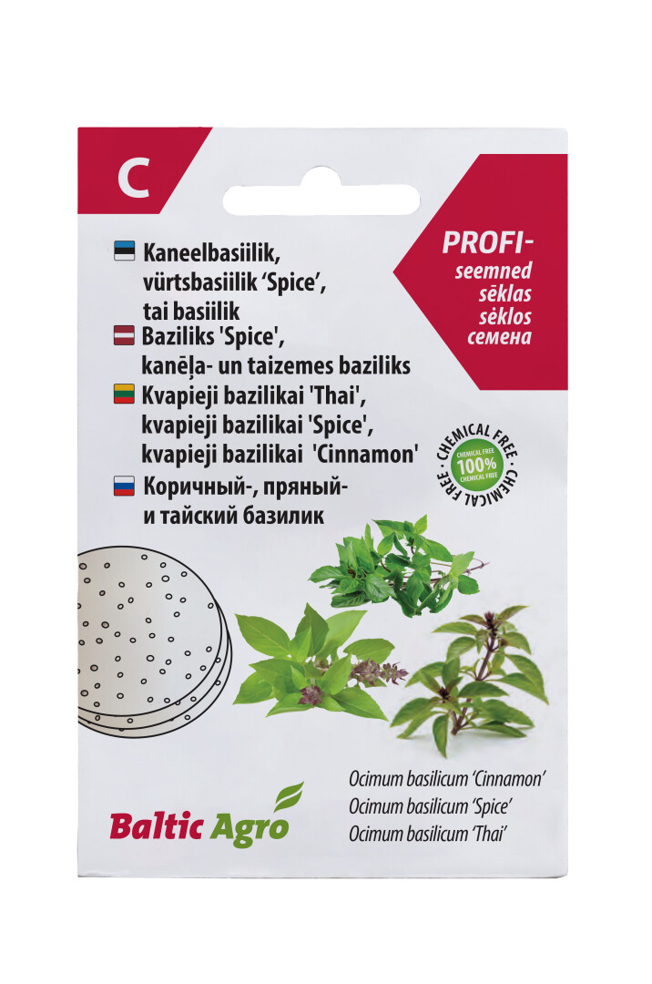 Kanēļa baziliks, garšvielu baziliks "Spice", Taizemes baziliks Baltic Agro