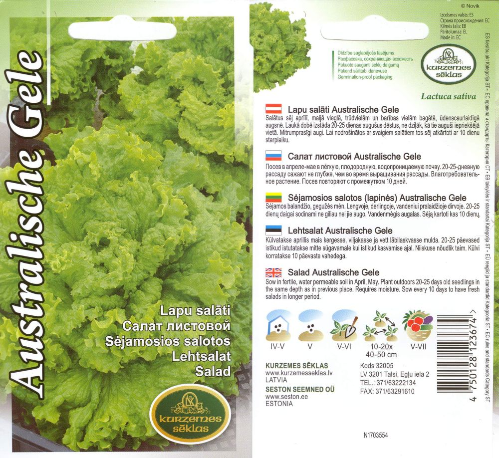 Lettuce "Australische Gele" KURZEMES SĒKLAS 2 g
