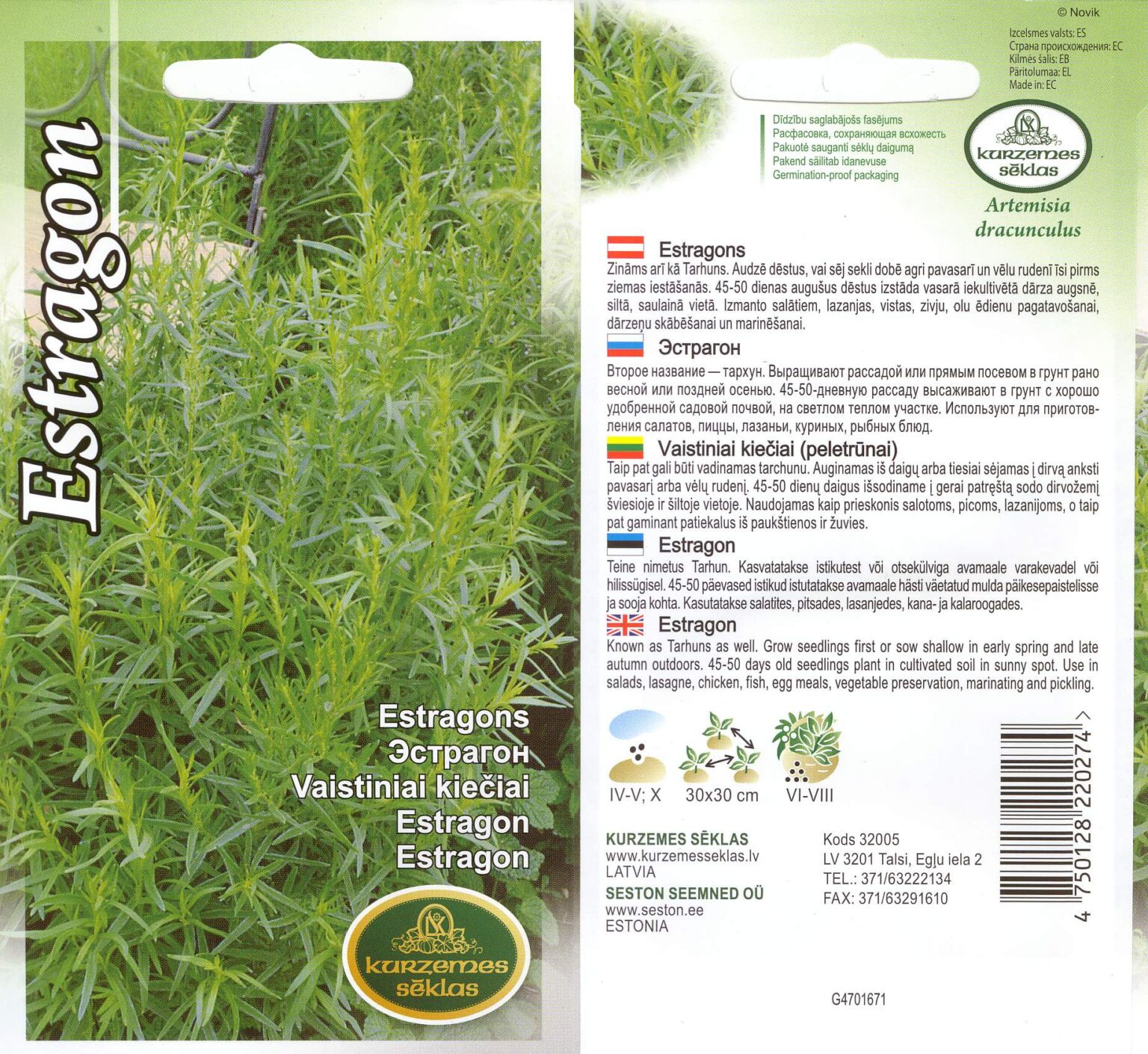 Estragon KURZEMES SEKLAS 0,2 g