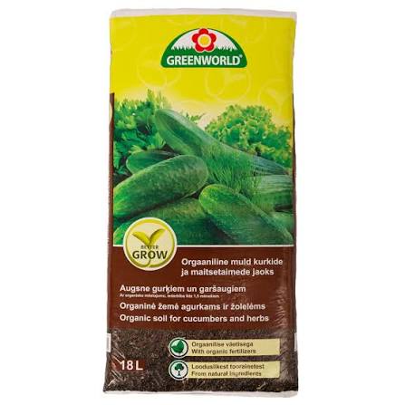 Muld kurkidele ja maitsetaimedele GREENWORLD 18 l