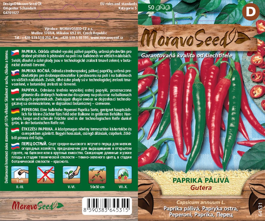 Paprika "Gutera" Moravo Seed 50 siementä