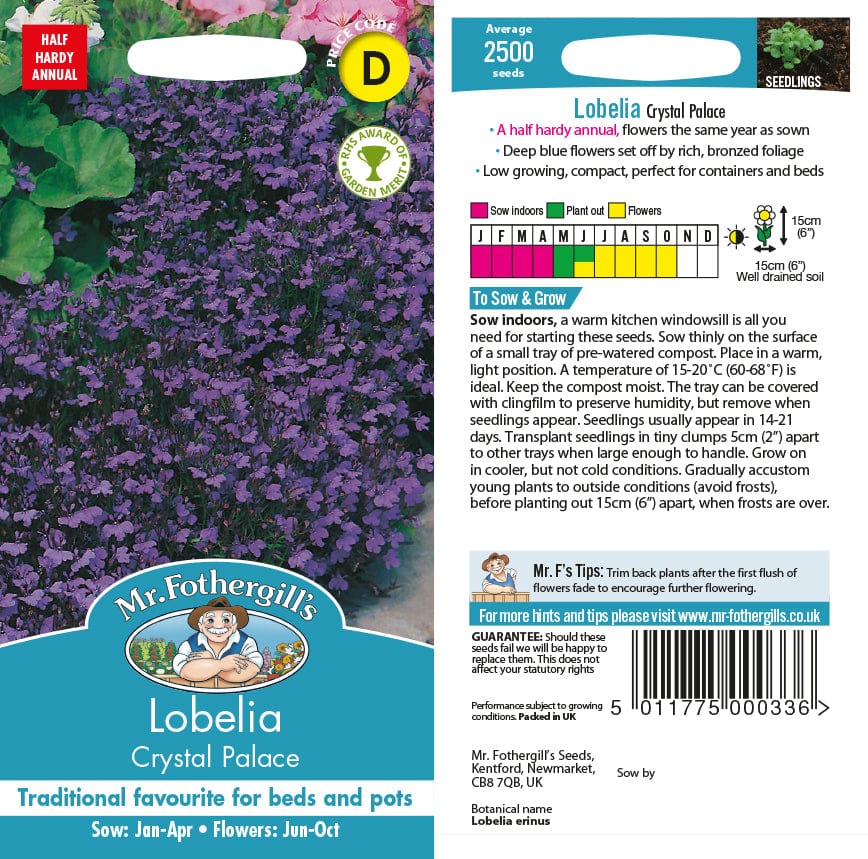 Lobelia "Crystal Palace" Mr.Fothergill's 2500 seeds