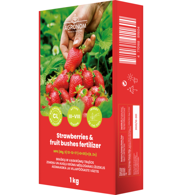 AGRONOM šķīstošais mēslojums zemenēm un augļu kokiem 1 kg