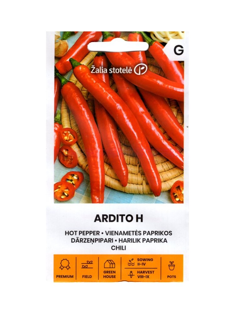 Tšillipaprika "Ardito H" Žalia stotele 0,1 g