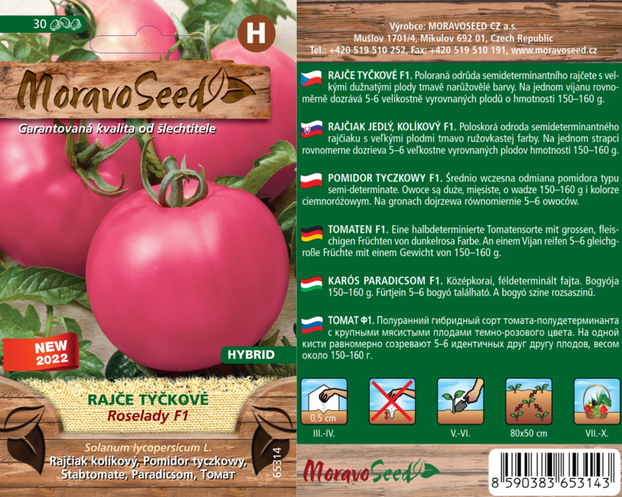 Tomāts "Roselady F1" Moravo Seed 30 sēklas
