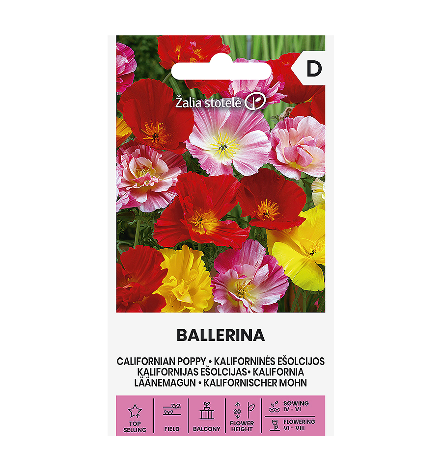 California poppy "Ballerina" Žalia stotele 1 g