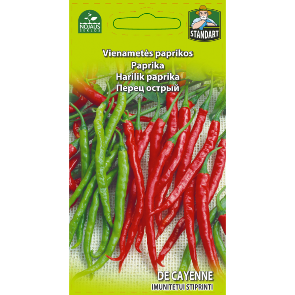 Asā paprika Capsicum annuum "De Cayenne" (Nojaus sēklas, 0,3 g)