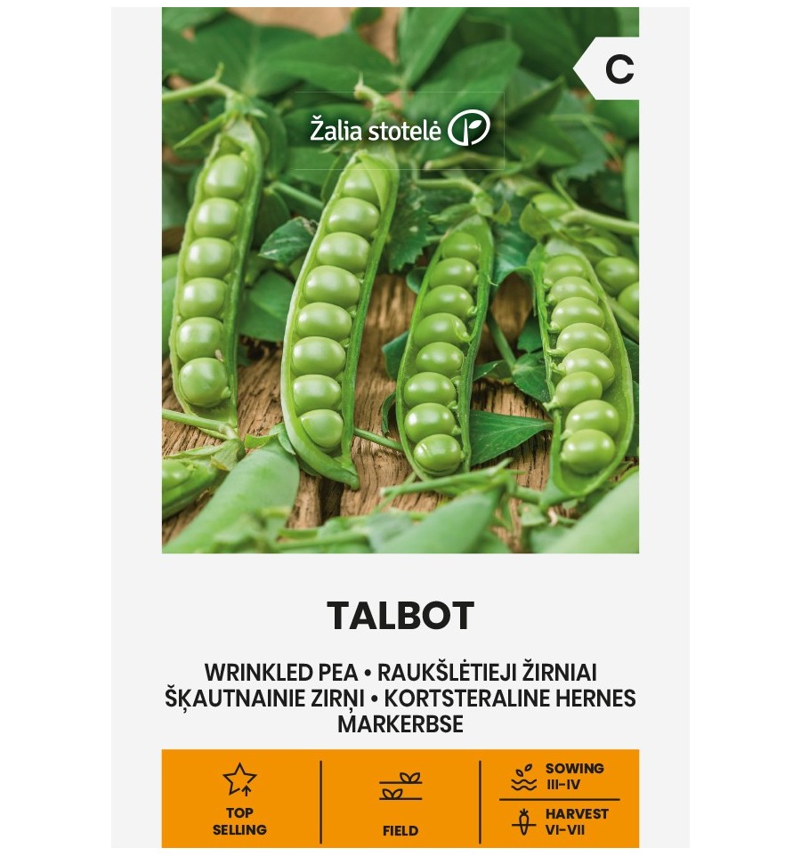 Wrinkled pea "Talbot" Žalia stotele 30 g